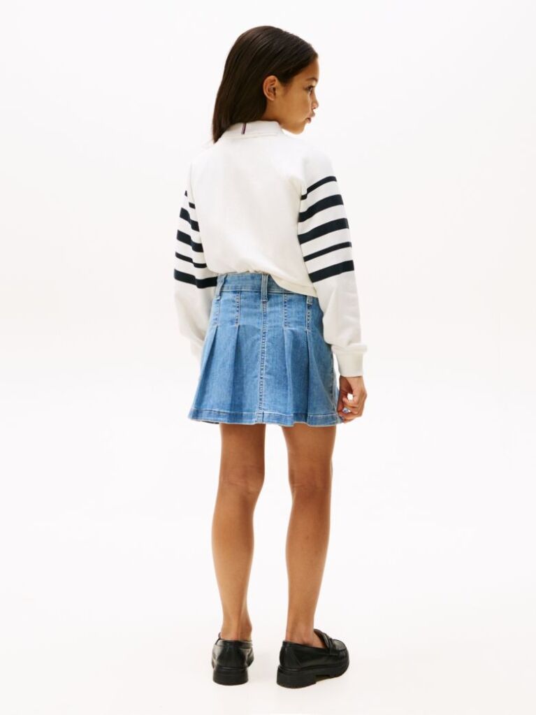 Blue Pleated Denim Mini Skirt  Girls