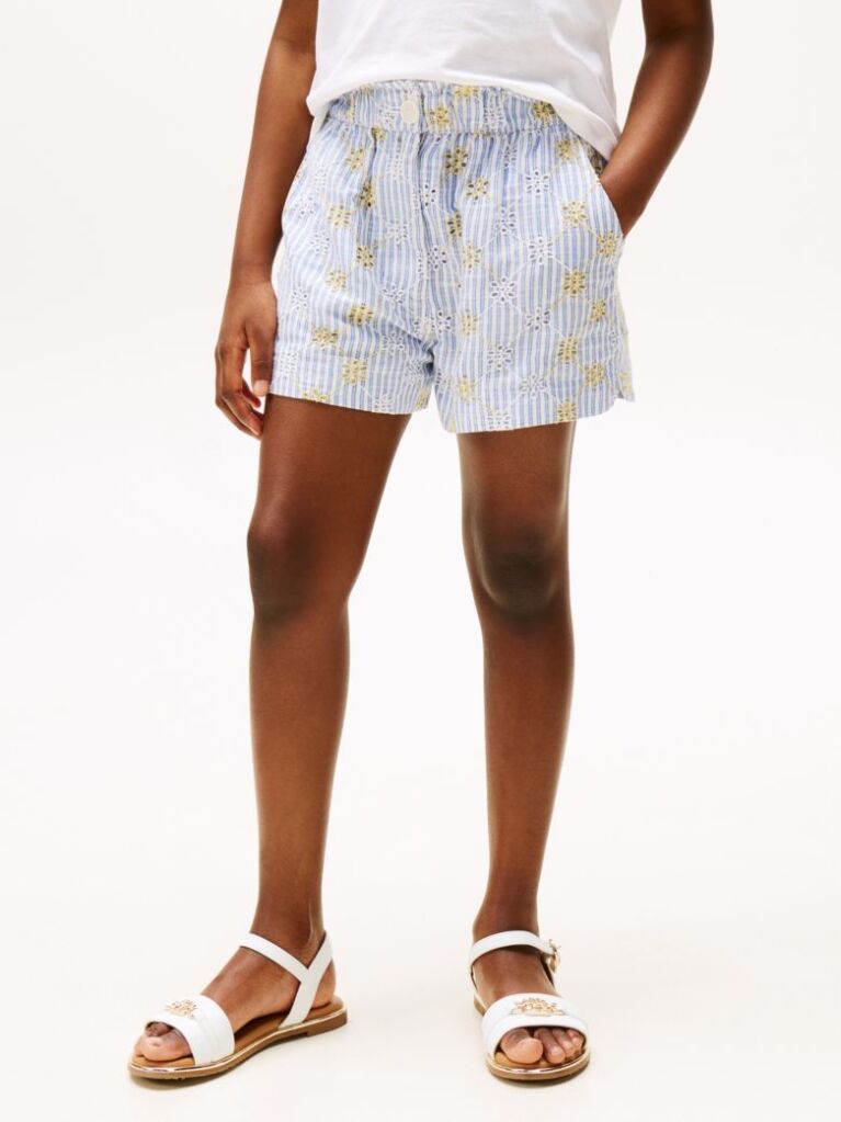 Multi Broderie Anglaise Stripe Shorts  Girls