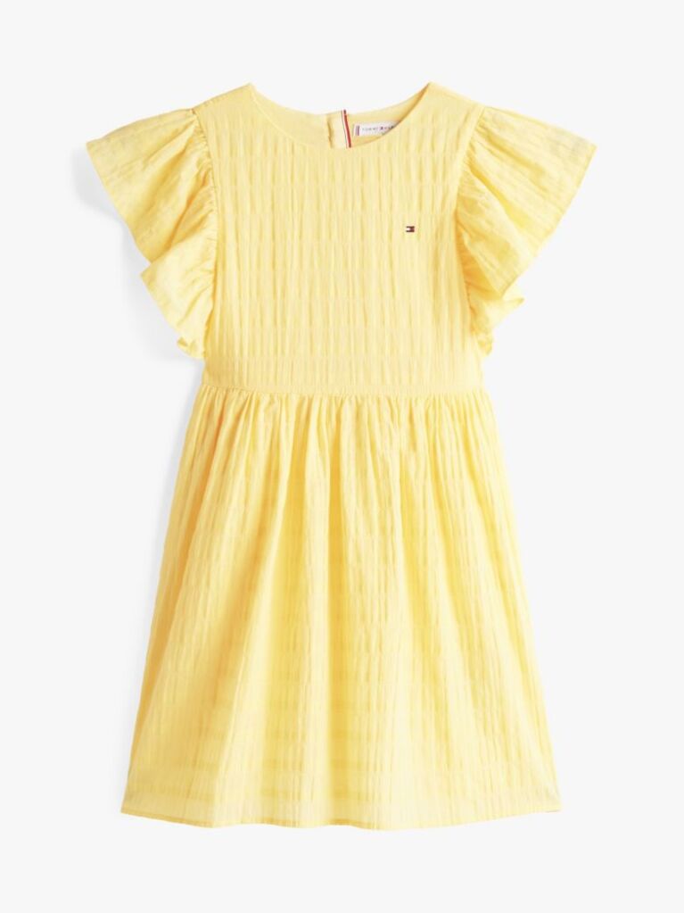 Yellow Textured Fit And Flare Dress  Girls