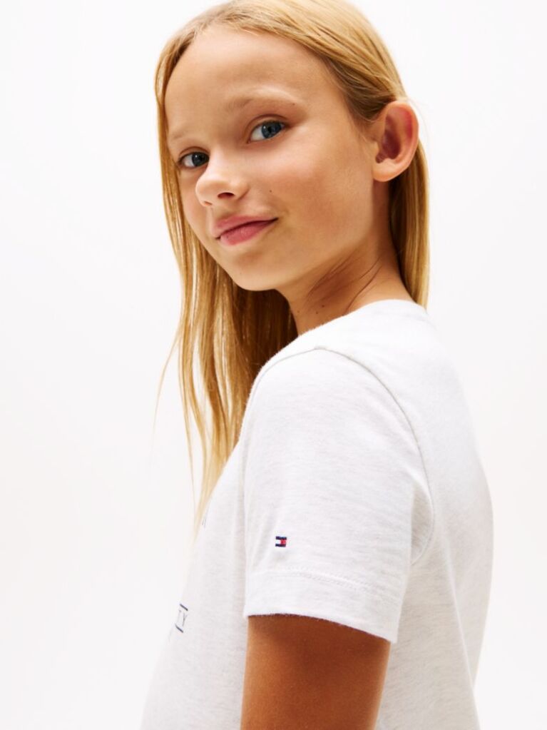 White Sequin Hilfiger Flag T-Shirt Dress  Girls