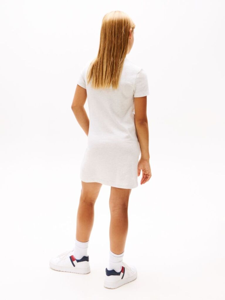White Sequin Hilfiger Flag T-Shirt Dress  Girls