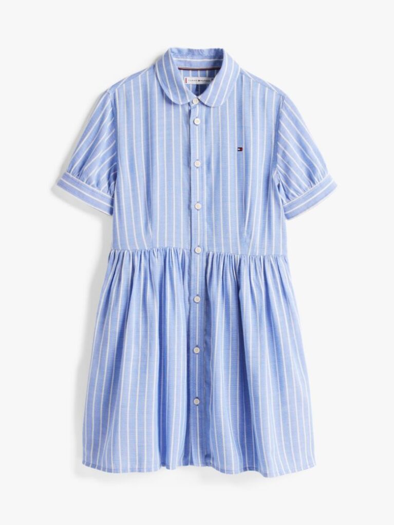 Blue Stripe Short Sleeve Shirt Dress  Girls
