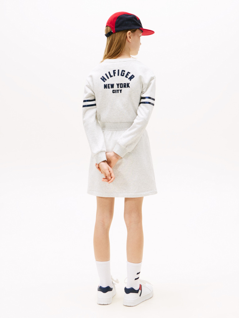 Grey Back Logo Appliqué Sweatshirt Dress  Girls