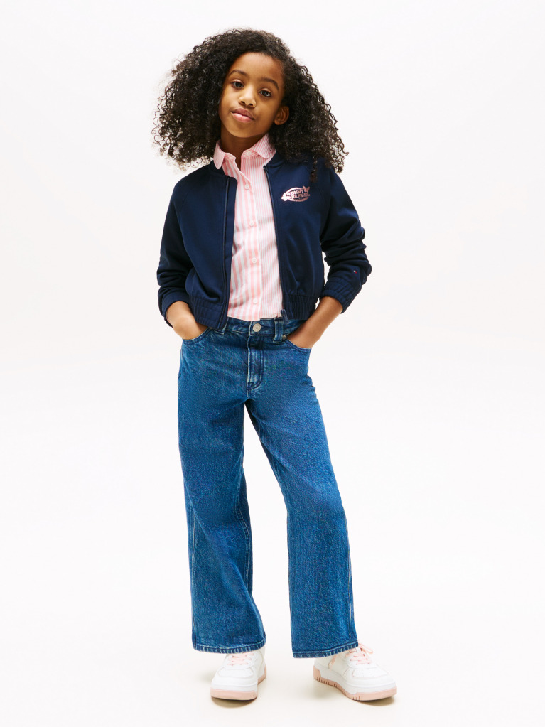Blue Interlock Panel Zip Through  Girls