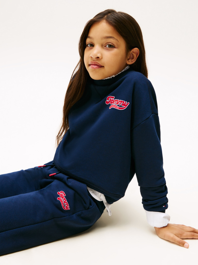 Blue Varsity Flock Logo Wide Leg Joggers  Girls