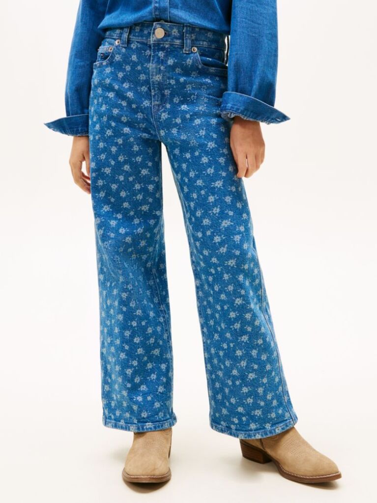 Denim Mabel Floral Print Wide Leg Jeans  Girls