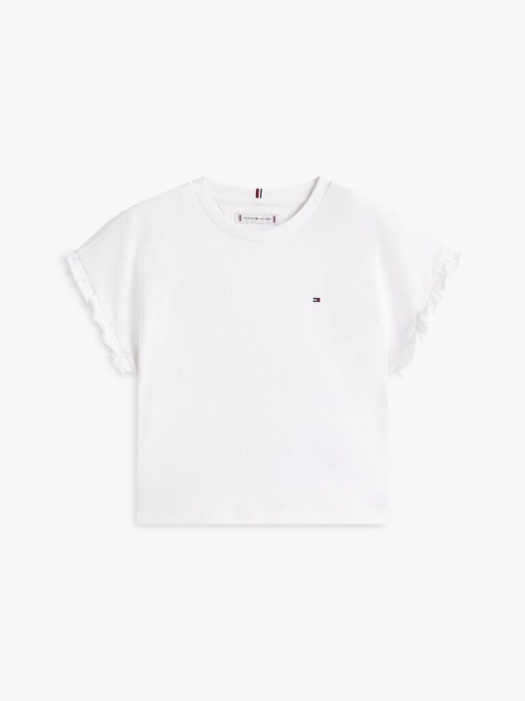 Άσπρο Essential Άνετο T-Shirt Με Βολάν  Κορίτσια