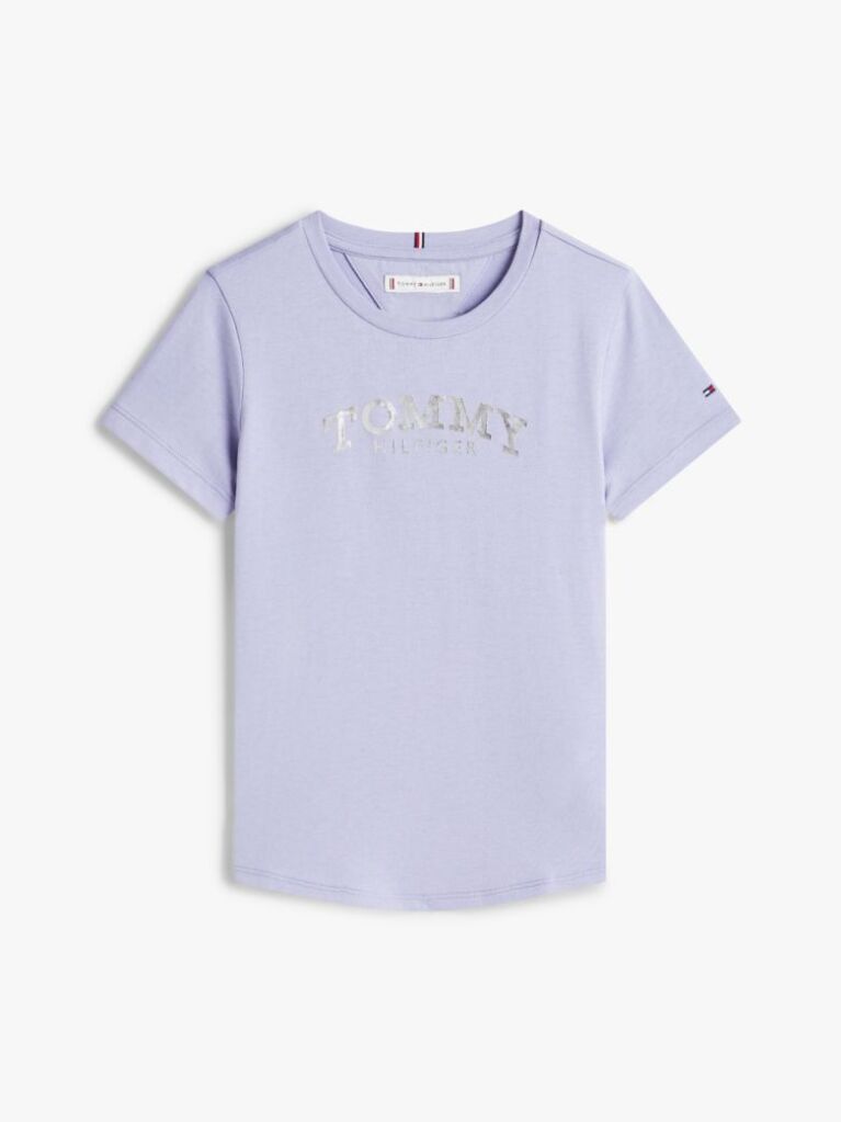 Purple Metallic Logo Slim Crew Neck T-Shirt  Girls