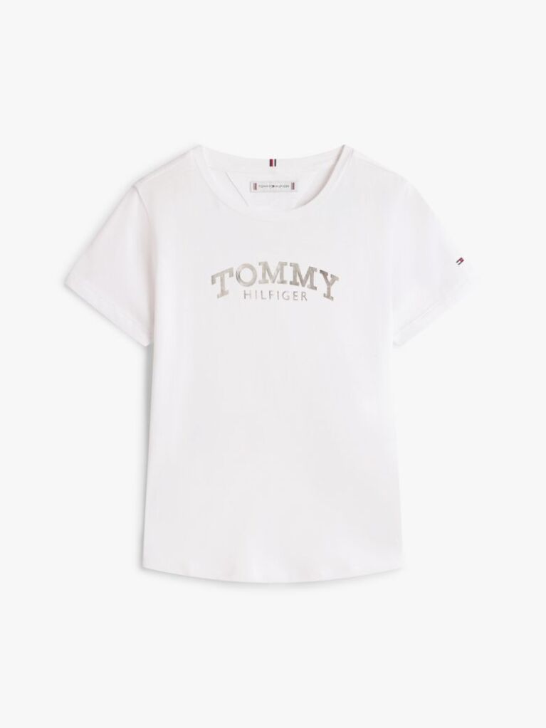 Άσπρο Slim T-Shirt Με Κλασική Λαιμόκοψη  Κορίτσια