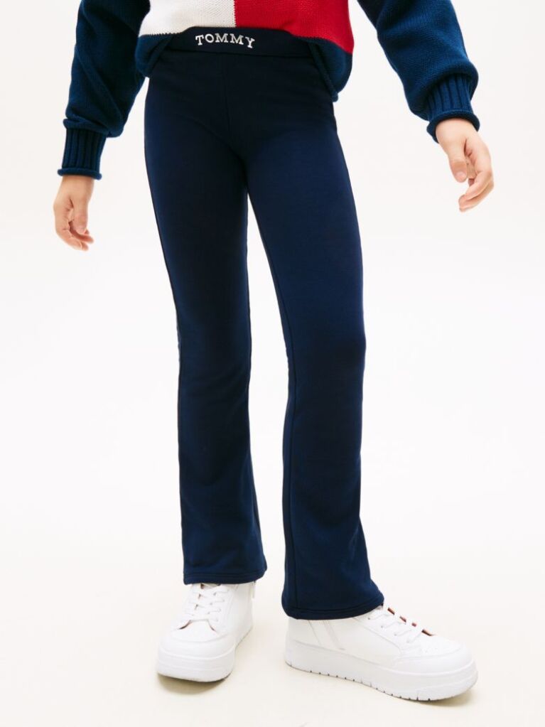Blue Extra Slim Metallic Logo Flared Leggings  Girls