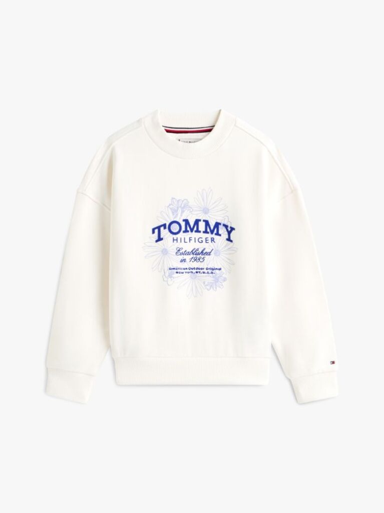 White Flock Logo Terry Crew Neck Sweatshirt  Girls