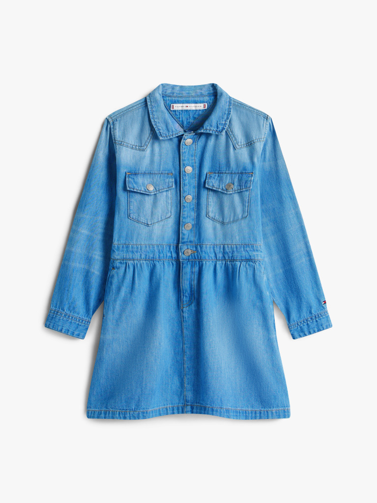 Μπλε Μακρυμάνικο Denim Φόρεμα  Κορίτσια
