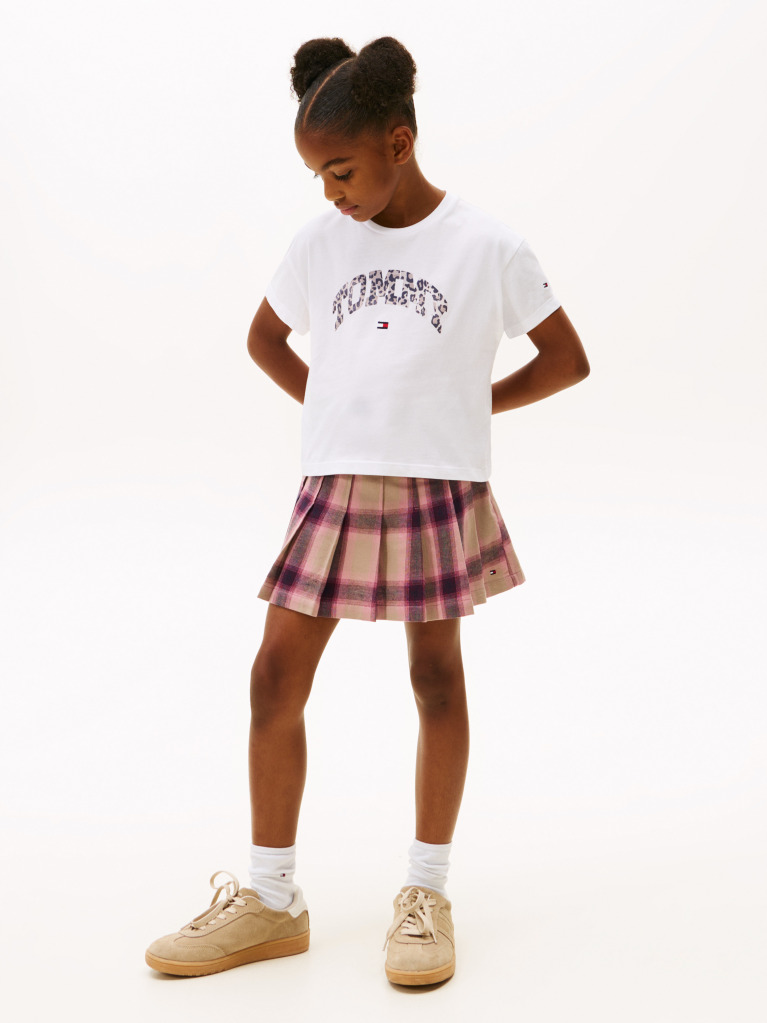 Άσπρο Varsity T-Shirt Με Λεοπάρ Λογότυπο  Κορίτσια