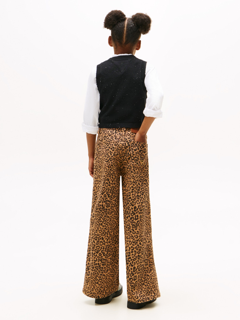 Multi Mabel Leopard Print High Rise Wide Leg Jeans  Girls