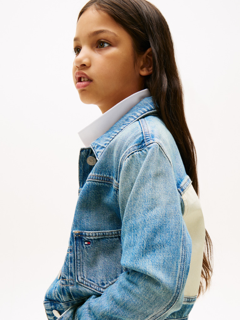 Blue Trucker Denim Flag Jacket  Girls