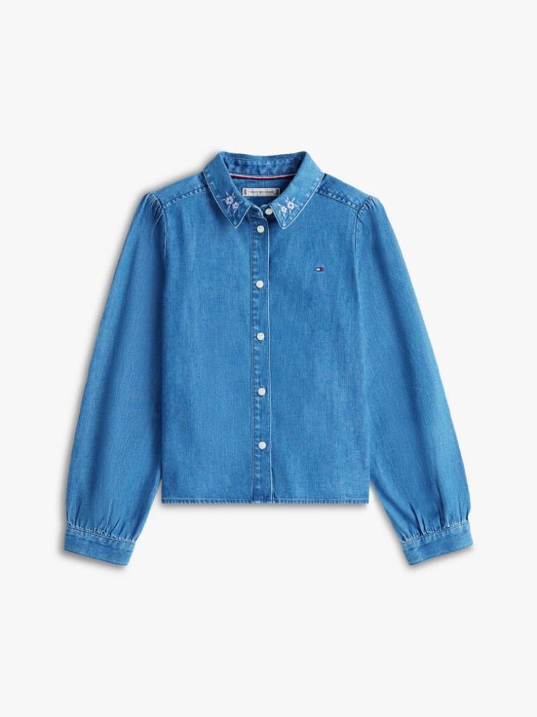 Denim Flower Denim Shirt  Girls