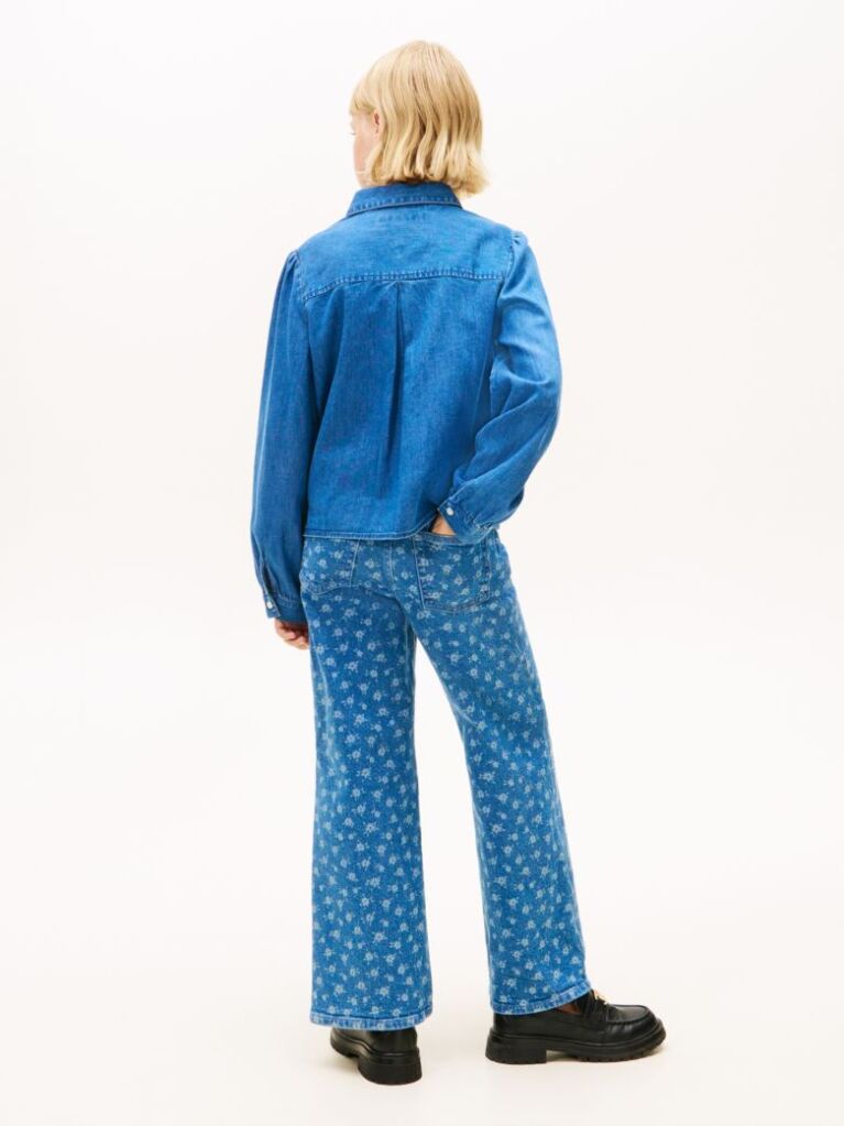 Denim Flower Denim Shirt  Girls