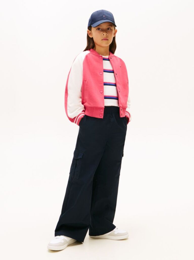 Multi Colour-Blocked Back Logo Bomber Jacket  Girls