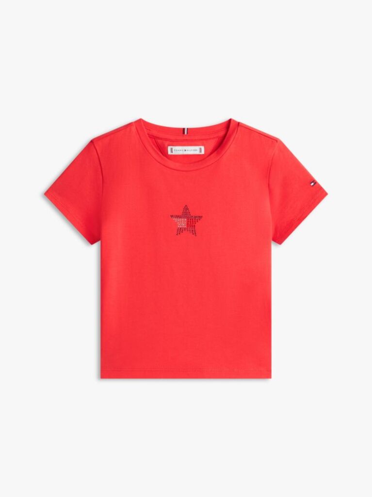 Κόκκινο Extra Slim T-Shirt Με Σημαία Αστέρι  Κορίτσια