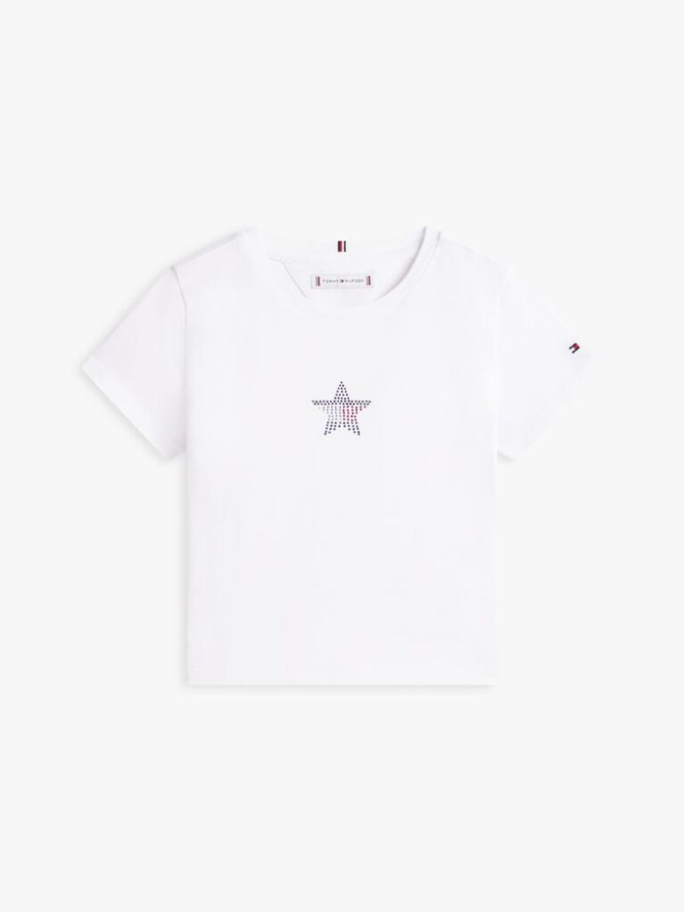 Άσπρο Extra Slim T-Shirt Με Σημαία Αστέρι  Κορίτσια