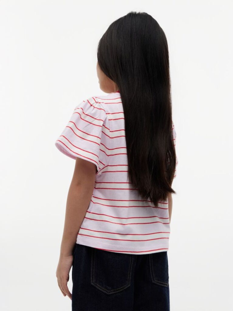 Multi Stripe Relaxed Jersey Crew Neck Top  Girls