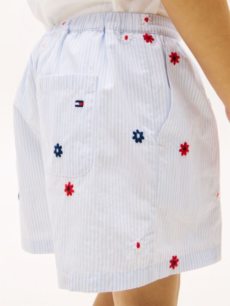 Multi Floral Embroidery Wide Leg Shorts  Girls