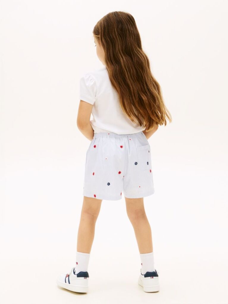 Multi Floral Embroidery Wide Leg Shorts  Girls