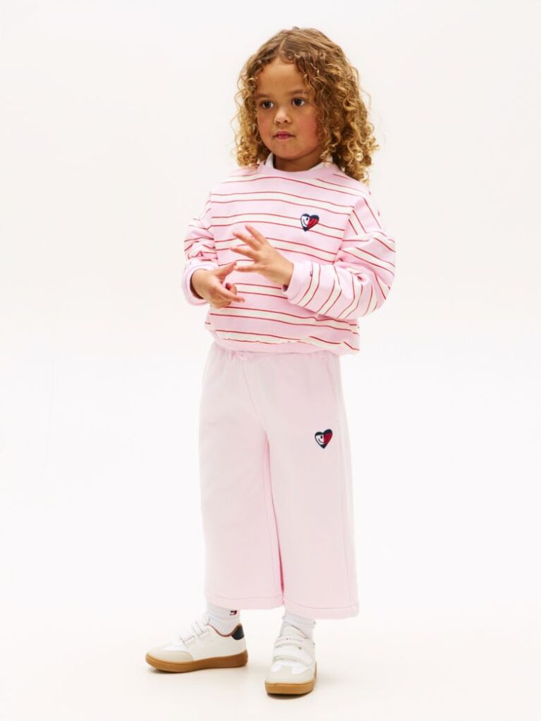 Pink Smiley Flag Relaxed Culotte Leg Joggers  Girls