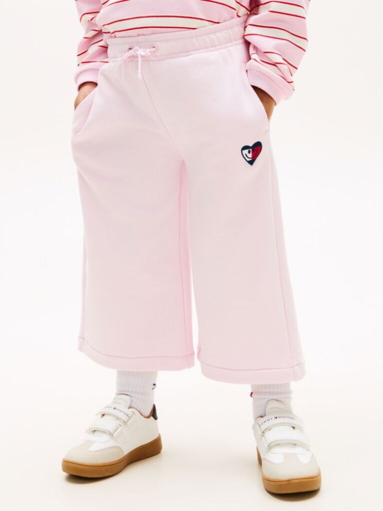 Pink Smiley Flag Relaxed Culotte Leg Joggers  Girls