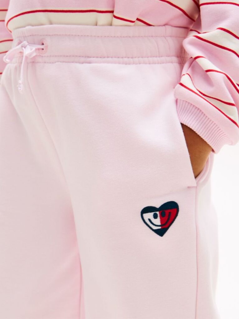Pink Smiley Flag Relaxed Culotte Leg Joggers  Girls