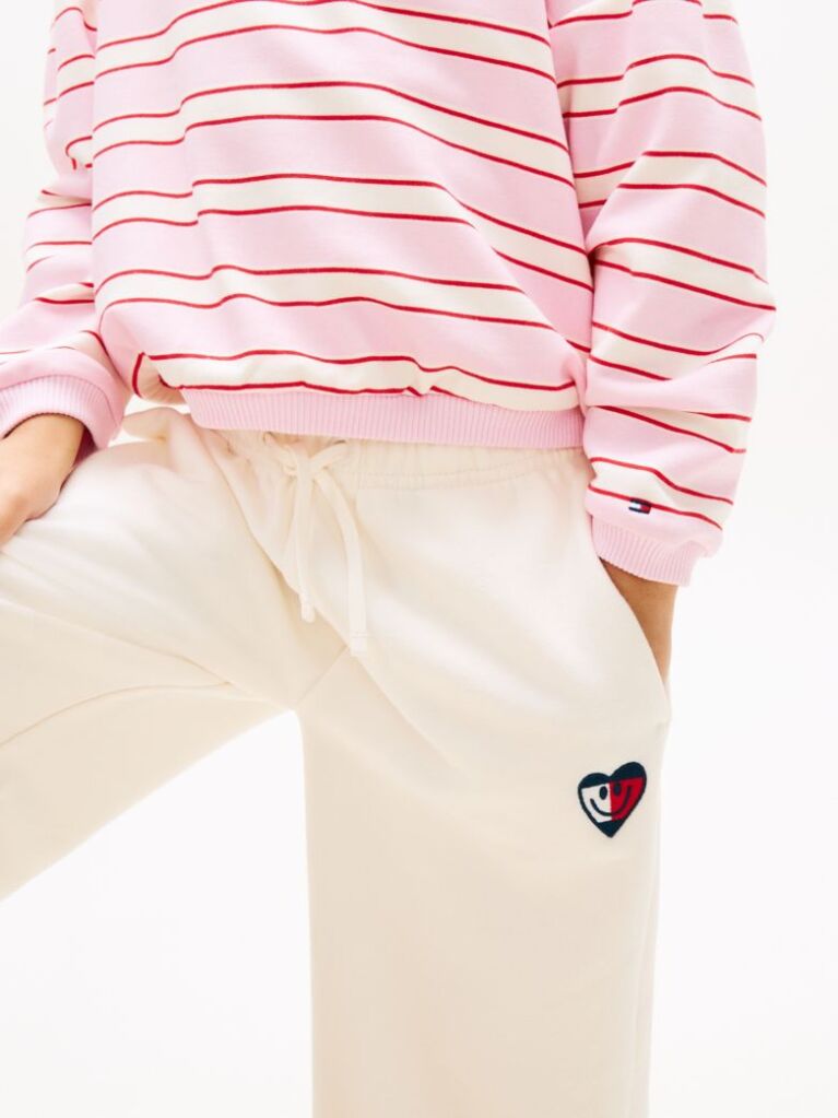 Beige Smiley Flag Relaxed Culotte Leg Joggers  Girls