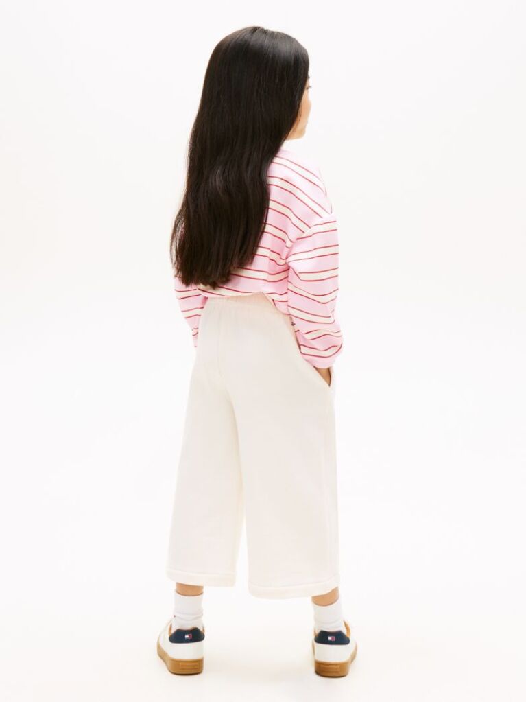 Beige Smiley Flag Relaxed Culotte Leg Joggers  Girls