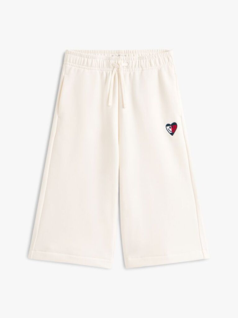Beige Smiley Flag Relaxed Culotte Leg Joggers  Girls
