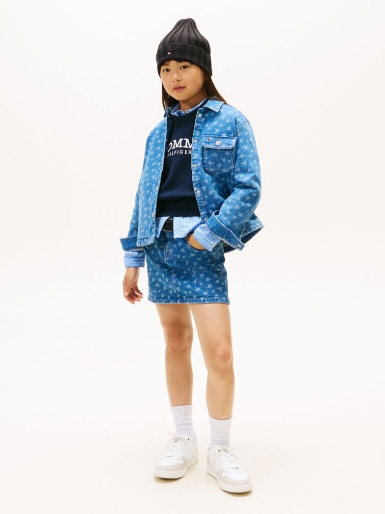 Multi Relaxed Fit Floral Print Denim Overshirt  Girls