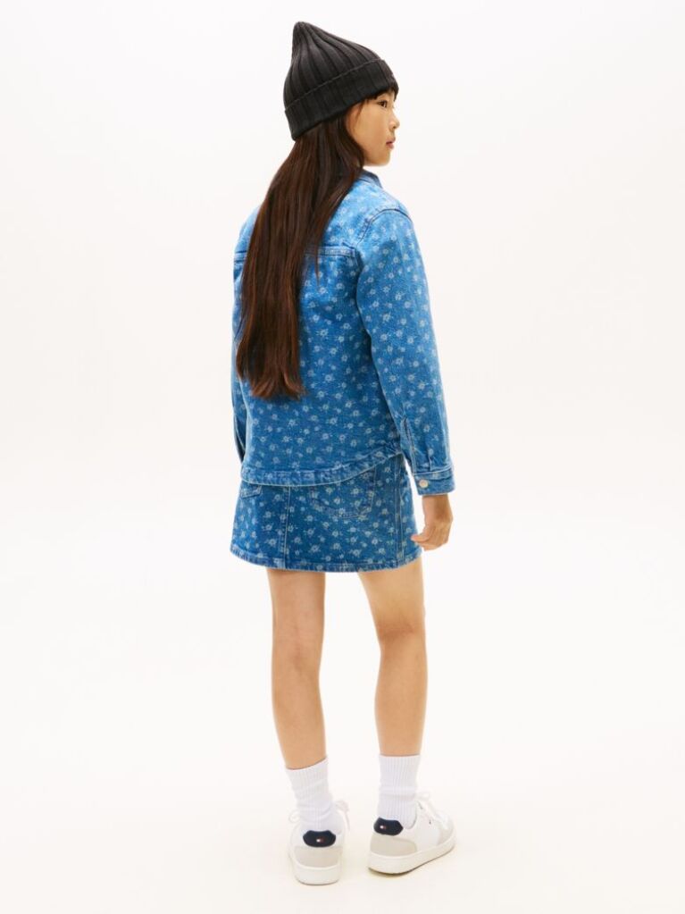 Multi Relaxed Fit Floral Print Denim Overshirt  Girls