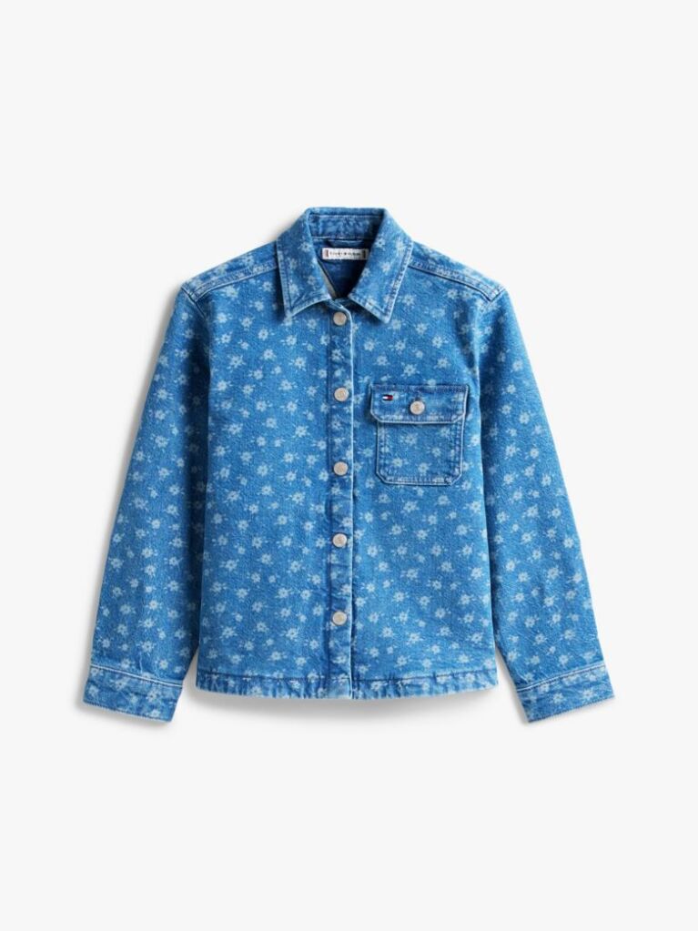 Multi Relaxed Fit Floral Print Denim Overshirt  Girls