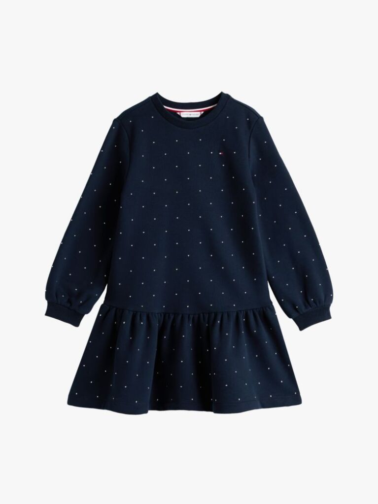 Μπλε Festive Πουά Fleece Άνετο Skater Φόρεμα  Κορίτσια