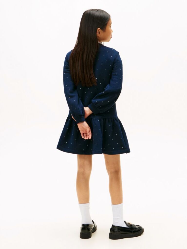 Μπλε Festive Πουά Fleece Άνετο Skater Φόρεμα  Κορίτσια