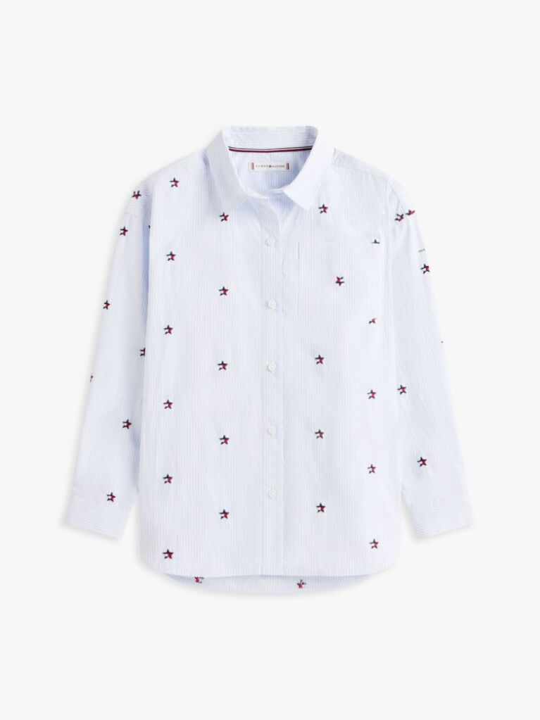 Multi Regular Fit Stripe Star Flag Embroidery Shirt  Girls