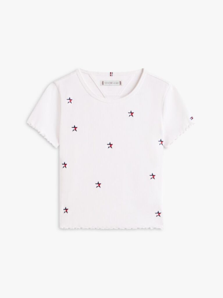 White Star Flag Embroidery Extra Slim Top  Girls