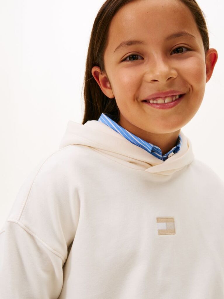 White Tonal Flag Hoody  Girls