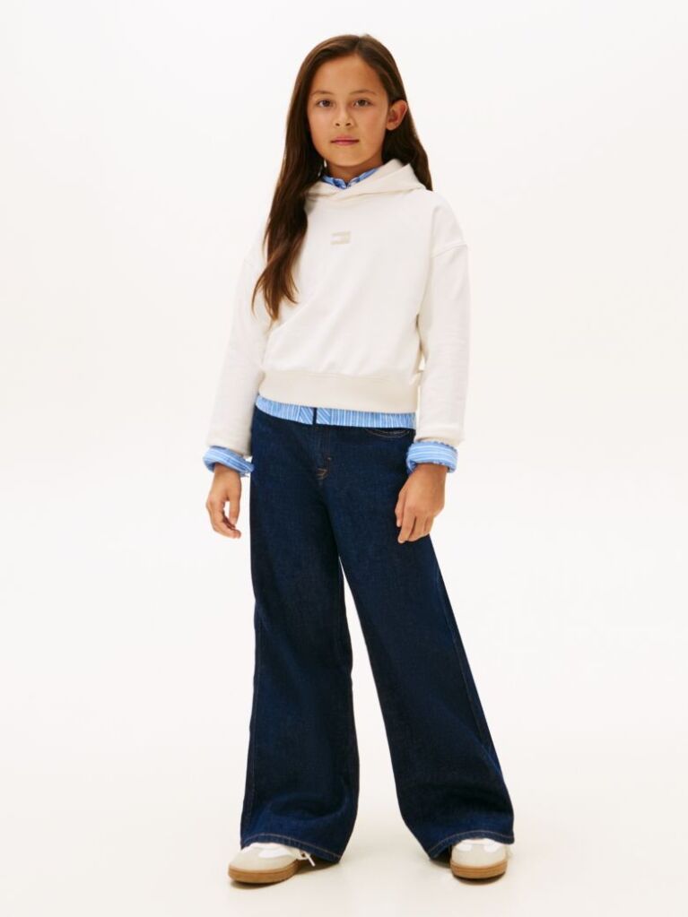 White Tonal Flag Hoody  Girls