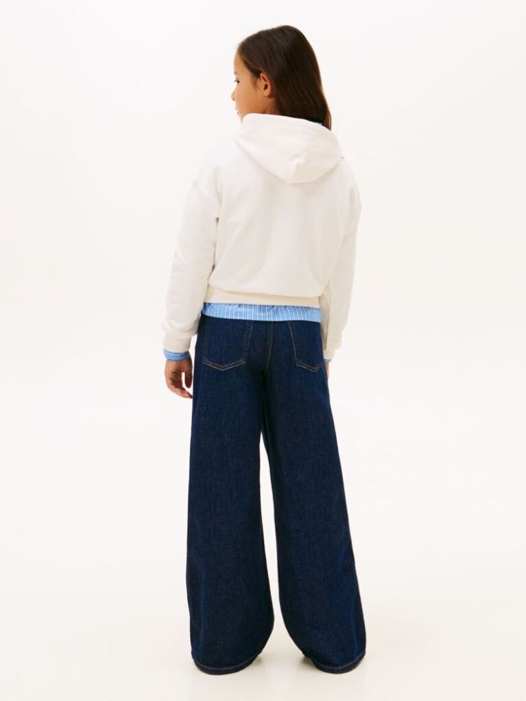 White Tonal Flag Hoody  Girls