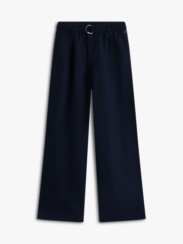 Blue Belted Wide Leg Linen Blend Trousers  Girls