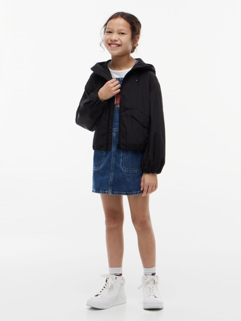 Black Hooded Flag Jacket  Girls