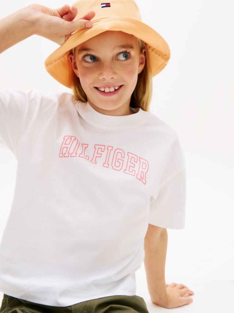 White Logo Jersey Crew Neck T-Shirt  Girls