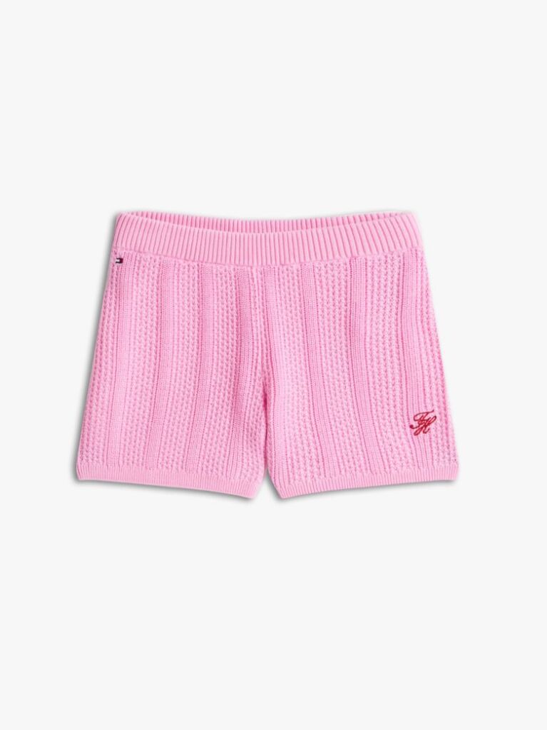 Pink Logo Embroidery Crochet Shorts  Girls