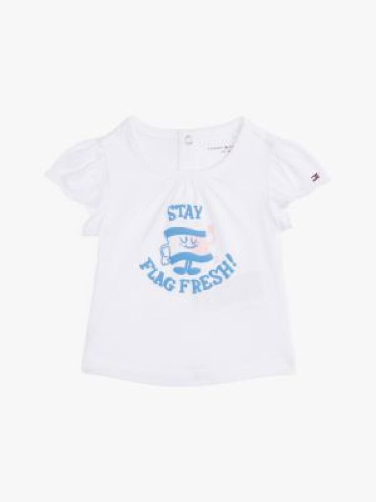 White Graphic Frill Sleeve T-Shirt  Newborn