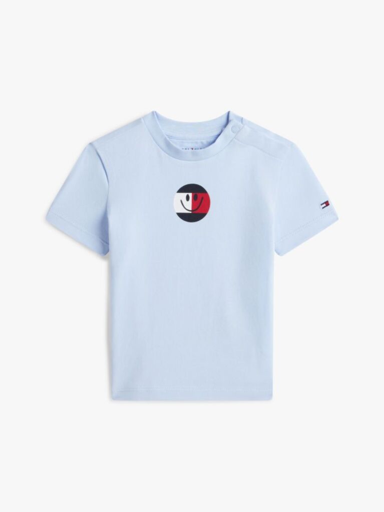 Μπλε Βαμβακερό T-Shirt Με Smiley Λογότυπο  Βρεφικά