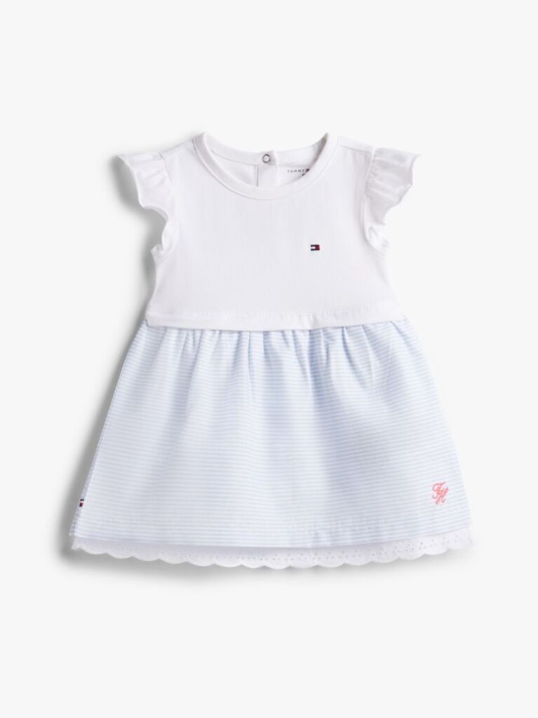 Multi Ithaca Stripe Frill Short Sleeve Dress  Newborn